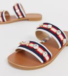 River Island Two Strap Sandals With Embellishment In Red - Red