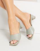 & Other Stories Leather Heeled Mules In Mint-green