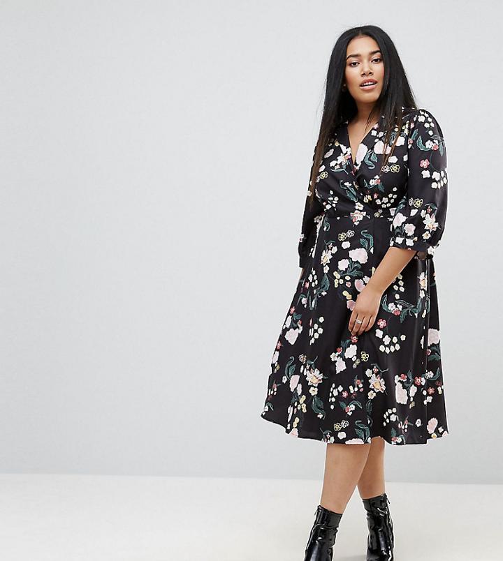 Uttam Boutique Plus Flower Wrap Dress - Multi