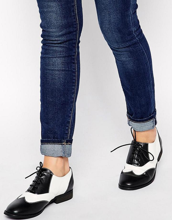 London Rebel Monty Contrast Lace Up Flat Shoes - Multi