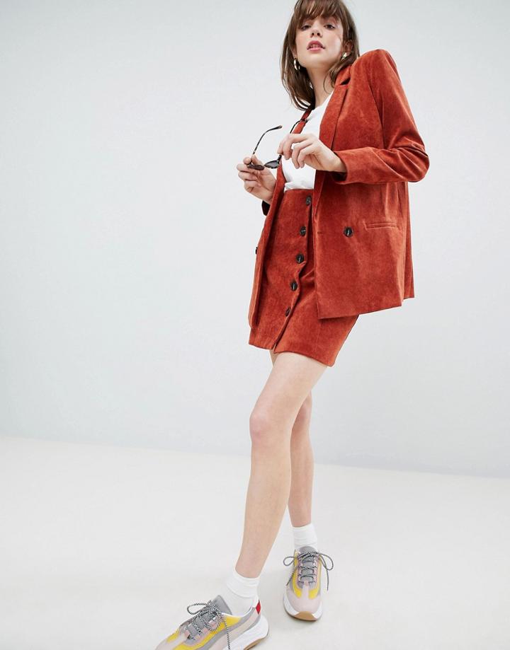 Asos Design Tailored Mini Skirt In Cord - Red