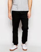 Weekday Thicker Cuffed Chino Pants In Black - Black