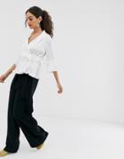 Outrageous Fortune Split Leg Wrap Pants In Black - Black