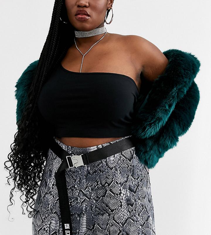 Asos Design Curve Utility & Text Webbing Waist And Hip Belt-black