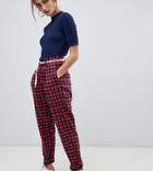 Daisy Street Peg Pants In Check - Red