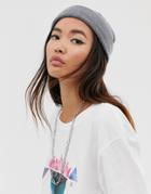Asos Design Mini Fisherman Beanie In Recycled Polyester In Gray - Gray