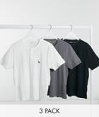 Abercrombie & Fitch Henley 3 Pack In Black White Gray-multi