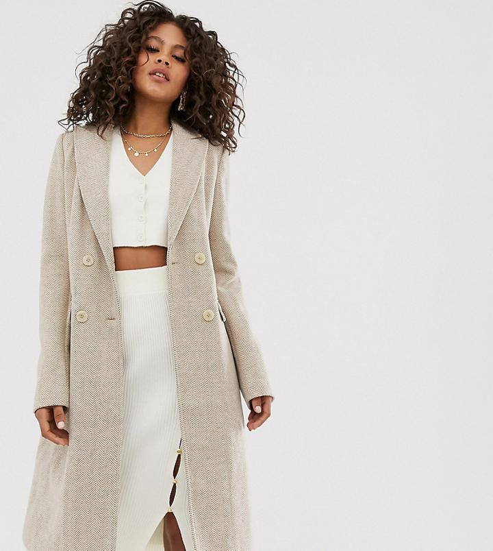 Fashion Union Tall Herringbone Longline Coat