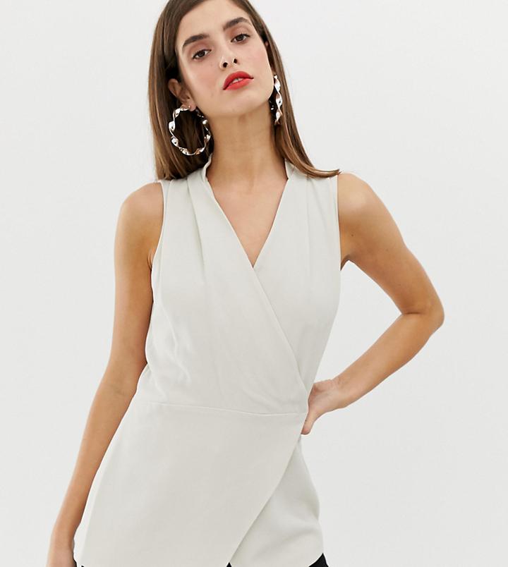 River Island Blouse With Cross Front In Stone - Stone