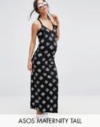 Asos Maternity Tall Mono Print Maxi Dress - Black