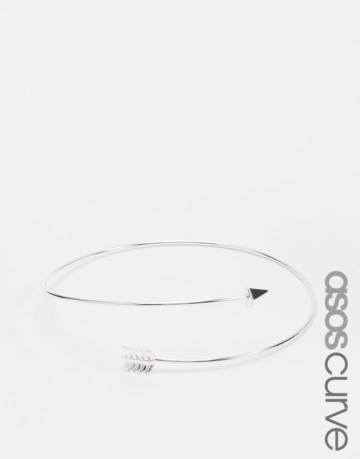 Asos Curve Arrow Open Bangle Bracelet - Silver