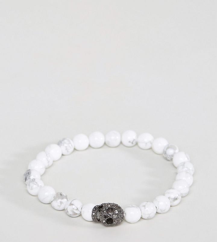 Simon Carter Beaded Bracelet With Swarovski Crystal Skull Exclusive To Asos - White