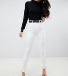 Asos Design Tall Ridley High Waist Skinny Jeans In Optic White - White