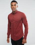 Armani Jeans Shirt In Burgundy Slim Stretch With Concealed Placket - R