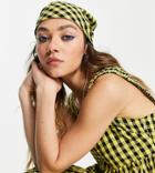 Collusion Gingham Head Scarf In Yellow & Black-multi