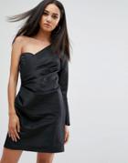 Missguided One Shoulder 80's Mini Dress - Black