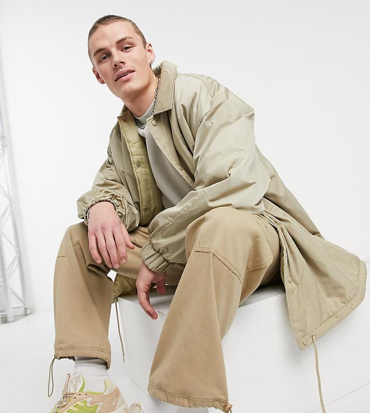 Collusion Oversized Coach Jacket In Stone-neutral