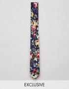 Reclaimed Vintage Inspired Skinny Tie In Floral Print - Blue