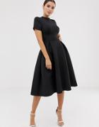 Asos Design T-shirt Open Back Prom Midi Dress-black