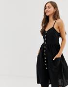 Brave Soul Leah Button Through Midi Dress - Black
