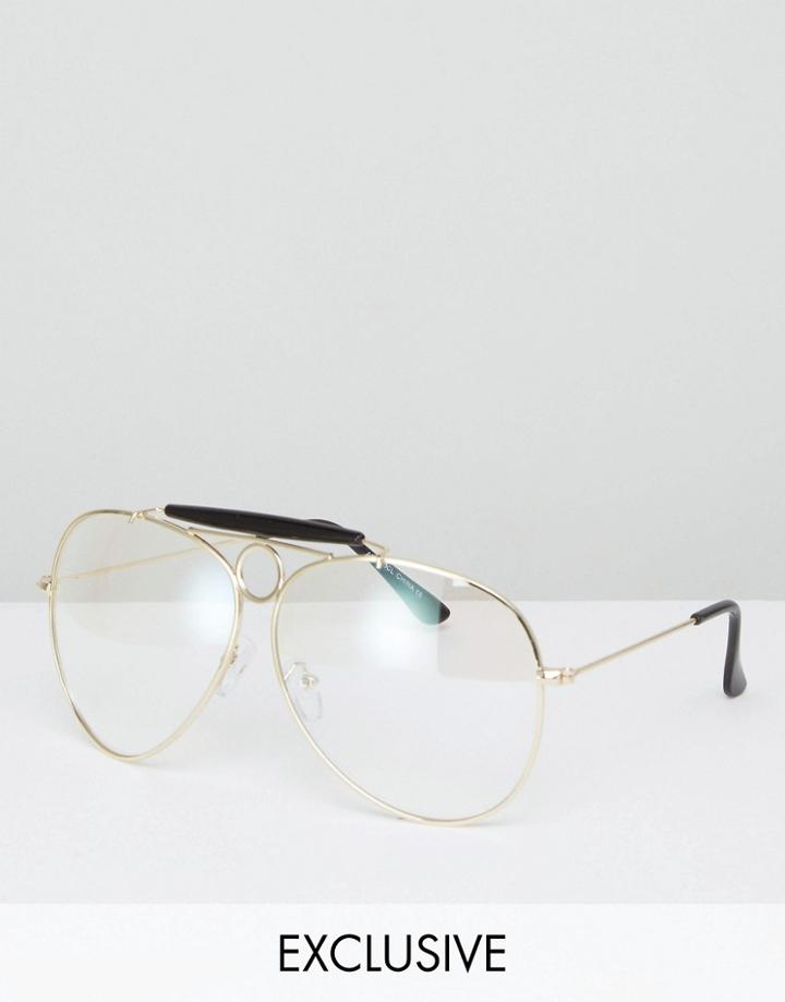 Reclaimed Vintage Glasses With Clear Lens Exclusive To Asos - Gold