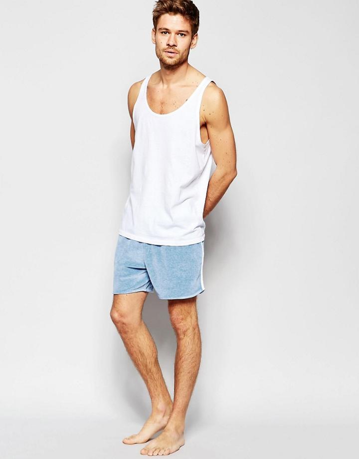 Asos Loungewear Runner Shorts In Velour - Blue