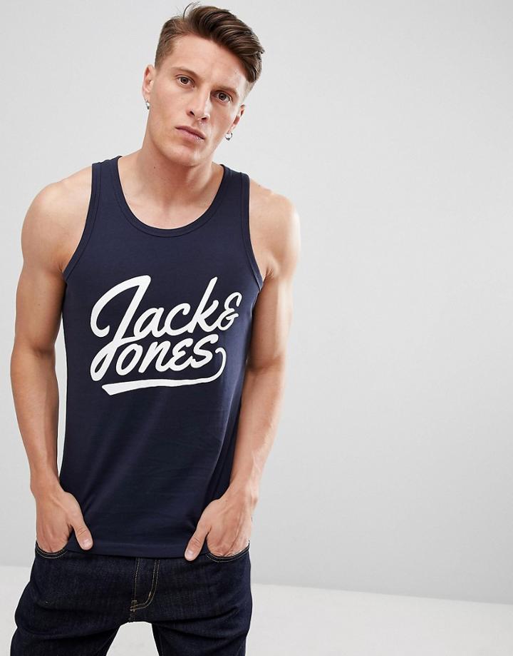 Jack & Jones Script Logo Tank - Navy