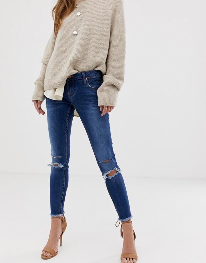One Teaspoon Freebird Ripped Skinny Jeans-navy
