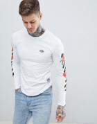 Divine Attention Log Sleeve Top With Sleeve Print - White