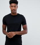 Asos Design Tall Organic Muscle Fit T-shirt With Crew Neck In Black - Black