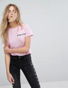 Daisy Street T-shirt With Be Different Embroidery - Pink