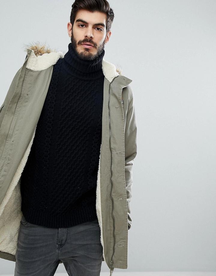 Le Breve Hooded Jacket With Fleece Lining - Green