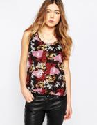 Only Floral Tank Top - Black
