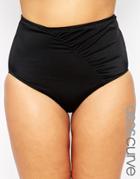 Asos Curve Mix & Match Highwaist Bikini Bottom With Wrapped Front And Support - Black