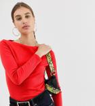 River Island Long Sleeved Tee In Red - Red