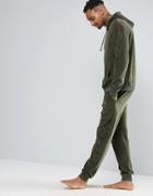 Asos Skinny Jogger In Velour - Green