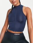 Asos 4505 Active Zip Through Tanks-navy