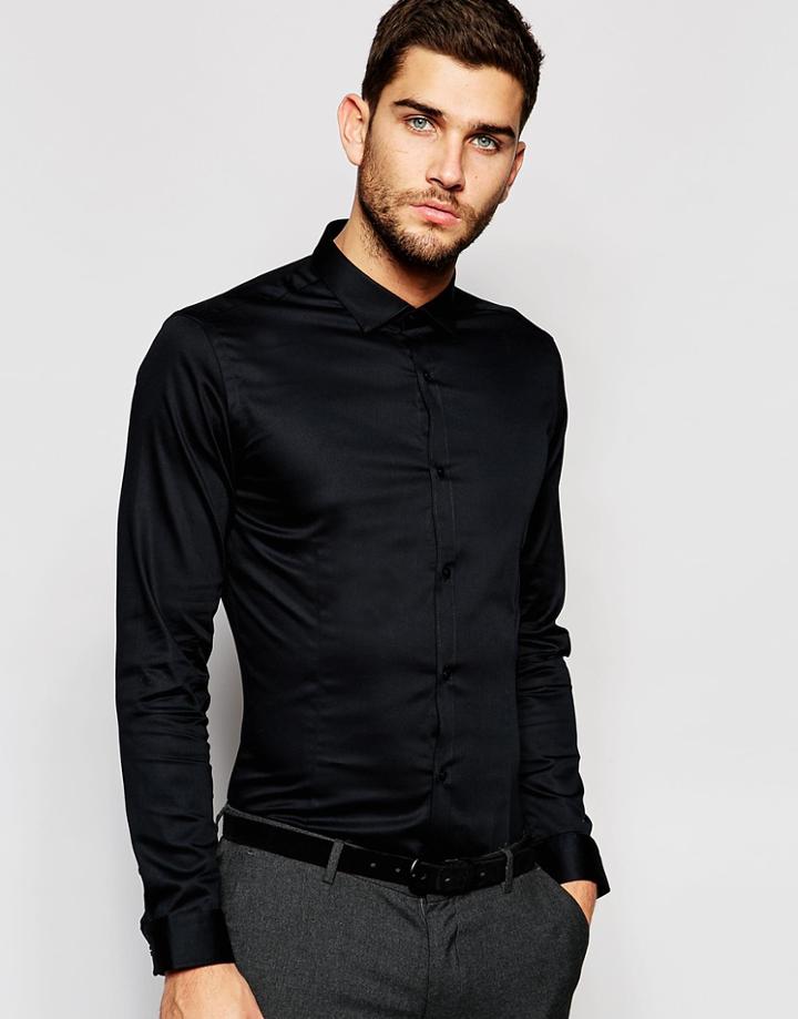 Jack & Jones Premium Stretch Shirt In Slim Fit - Black