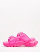 Asos Design Forgotten Sporty Mules In Neon Pink