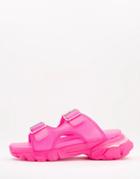 Asos Design Forgotten Sporty Mules In Neon Pink