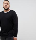 Asos Design Plus Long Sleeve T-shirt With Contrast Ringer In Black-multi