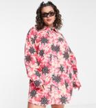 Collusion Plus Tie Dye Sun Print Shirt Dress In Pink