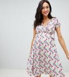 Bluebelle Maternity Floral Wrap Front Dress With Cap Sleeve - Multi
