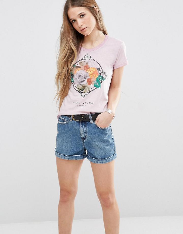 Pepe Jeans Roxana Roses T-shirt - Pink 319