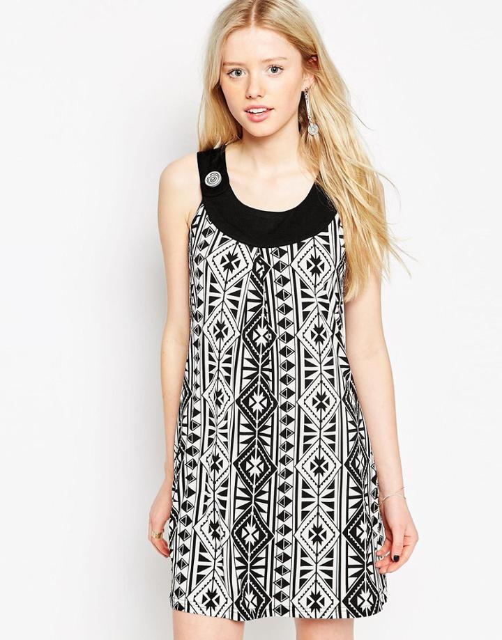 Jasmine Swing Dress In Mono Print - Black