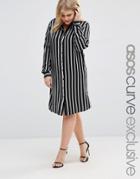 Asos Curve Shirt Dress In Stripe Print - Multi