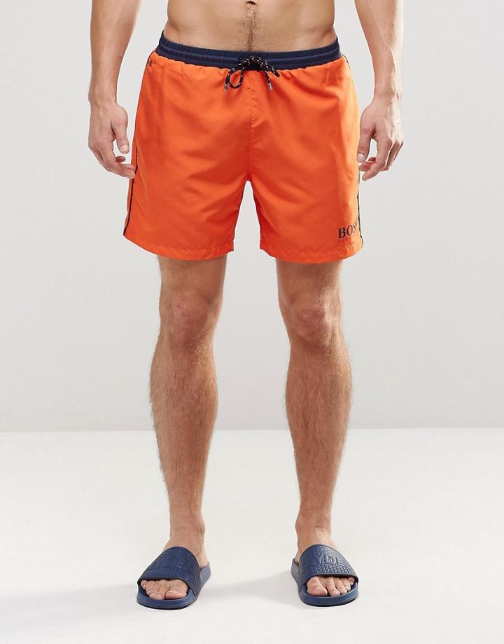 Hugo Boss Star Fish Swim Short In Orange - Orange
