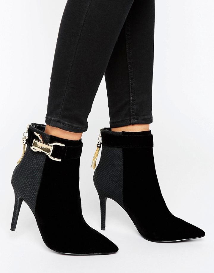 Forever Unique Thelma Chain Heeled Boot - Black