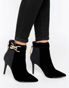 Forever Unique Thelma Chain Heeled Boot - Black