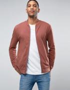 Asos Jersey Bomber Jacket In Washed Red - Red